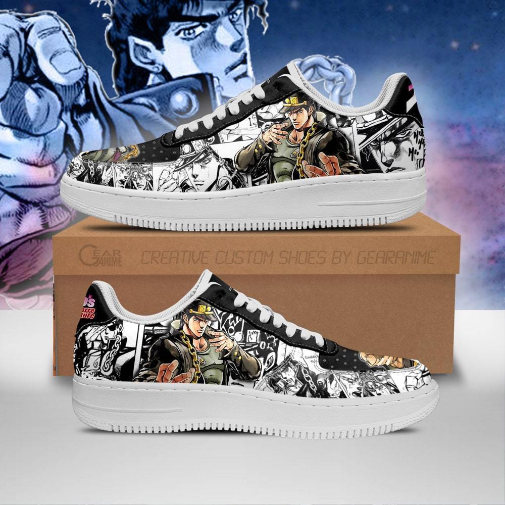 JJBA Jotaro Kujo Air Force Sneakers Manga Style - JoJo's Bizarre Adventure Merch