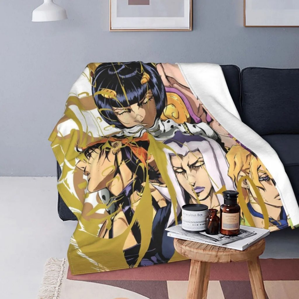 Jojo s Bizarre Adventure Golden Wind Wool Blanket Anime Jojos No Kimyou Na Bouken Custom Throw 1024x1024 1 - JoJo's Bizarre Adventure Merch