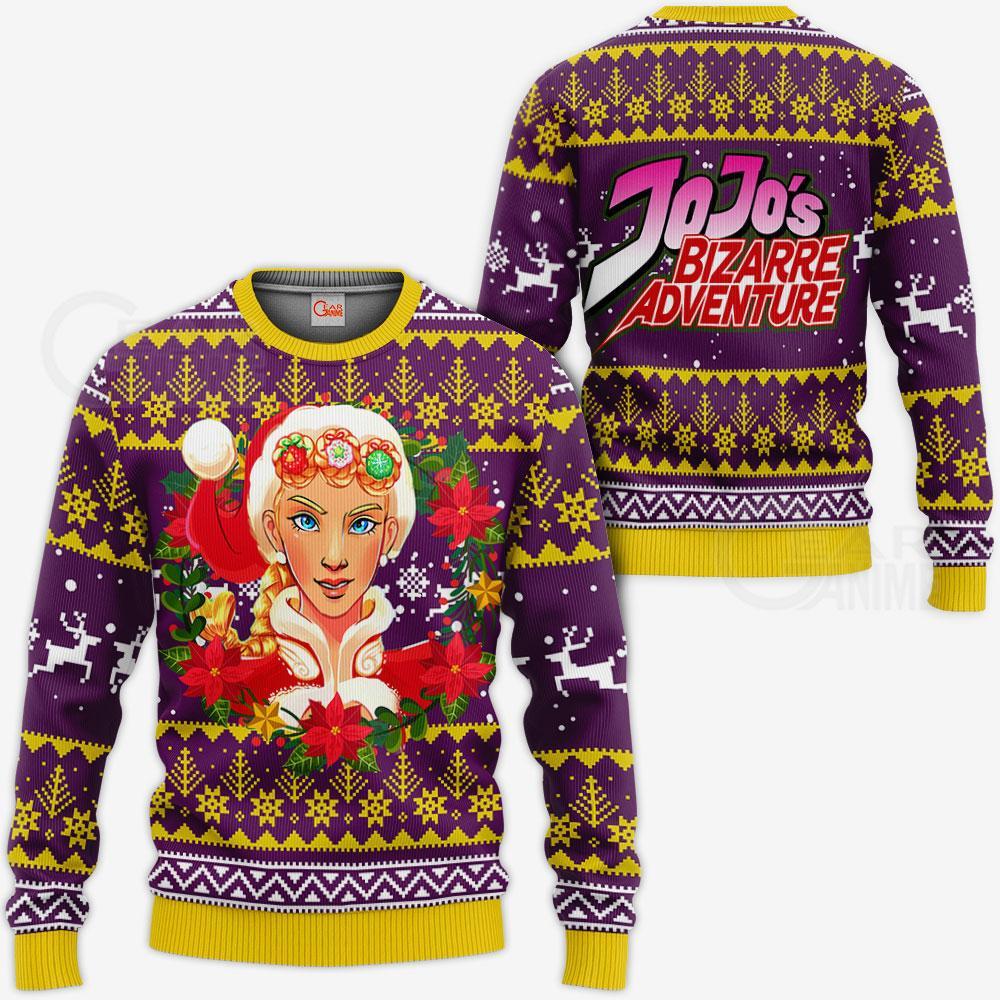 1104 AOP Jojo Characters Ugly Xmas VA Giorno Giovanna 3 MK sweatshirt F 2BB - JoJo's Bizarre Adventure Store