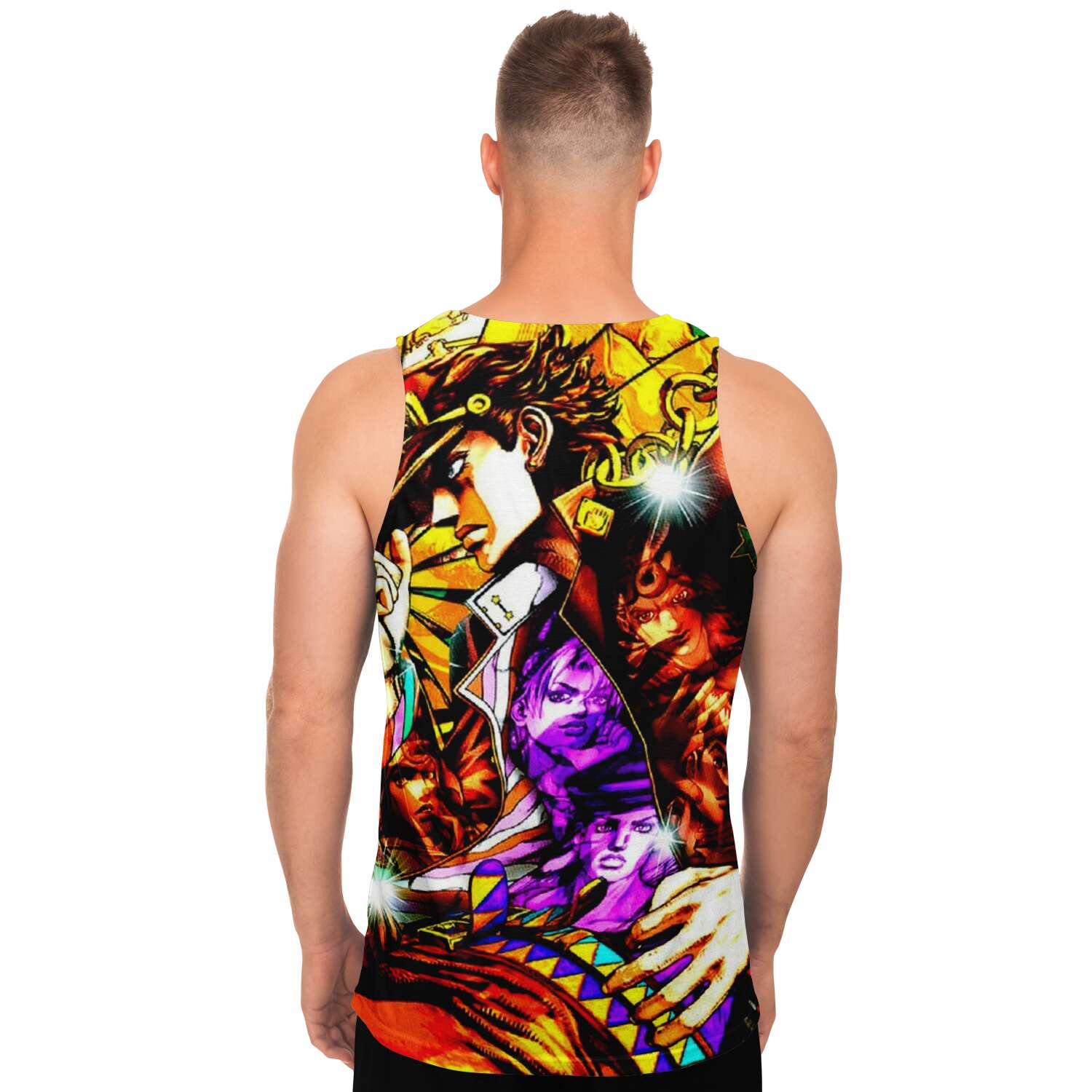 316bc0b7648e11a3ac47dea0a97c4df6 tankTop male back - JoJo's Bizarre Adventure Store
