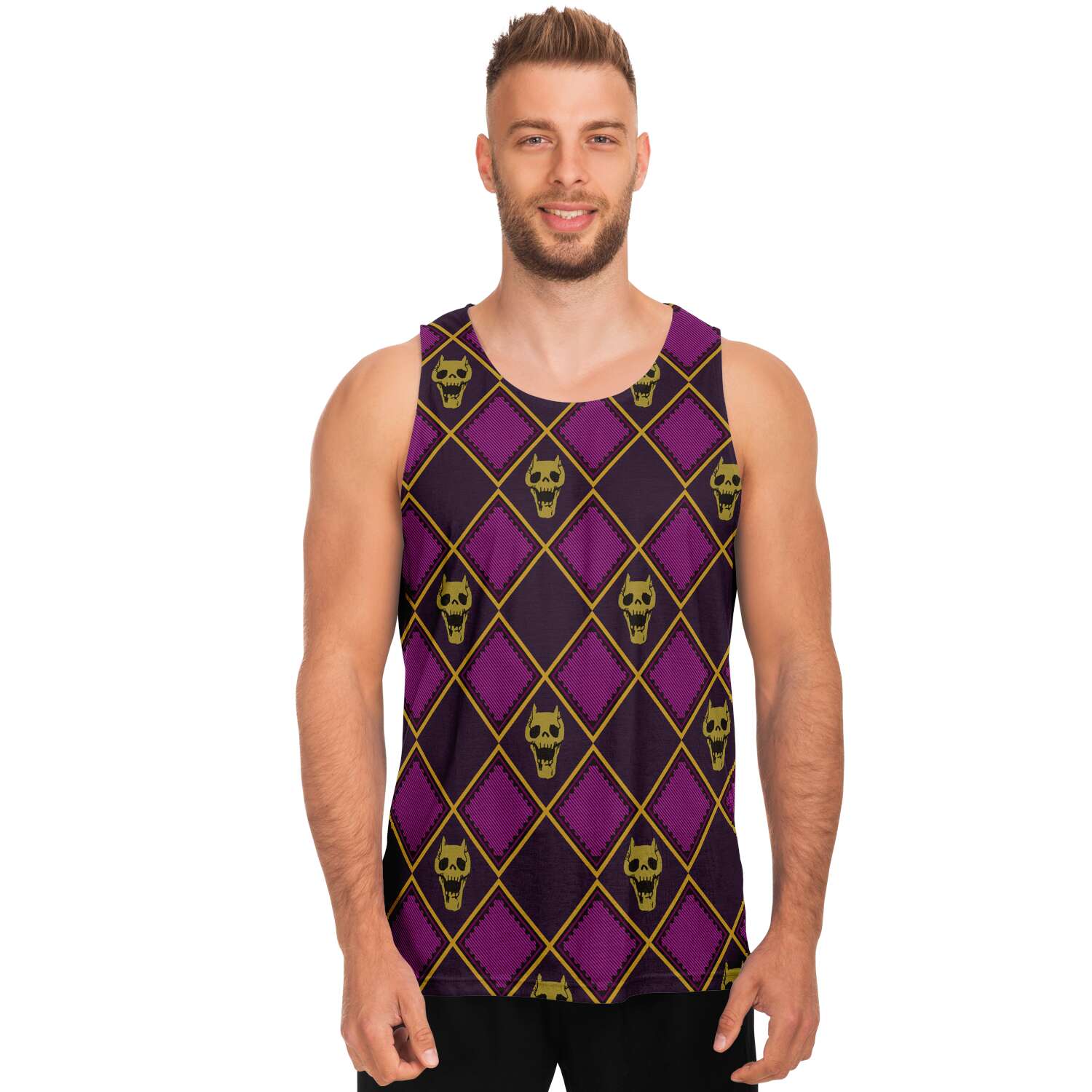 64baf7d6597aae0ed1e3221219a3dfb2 tankTop male front - JoJo's Bizarre Adventure Store