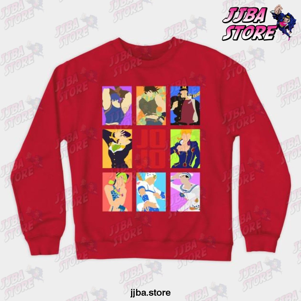 Jojos Bizarre Adventure - Heroes Crewneck Sweatshirt Red / S