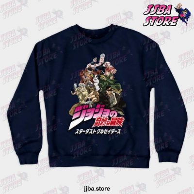 Jojos Bizarre Adventure Stardust Crusaders V1 Crewneck Sweatshirt Navy Blue / S