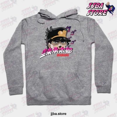 Jotaro Kujoh Jojos Bizzare Adventure Ora Hoodie Gray / S