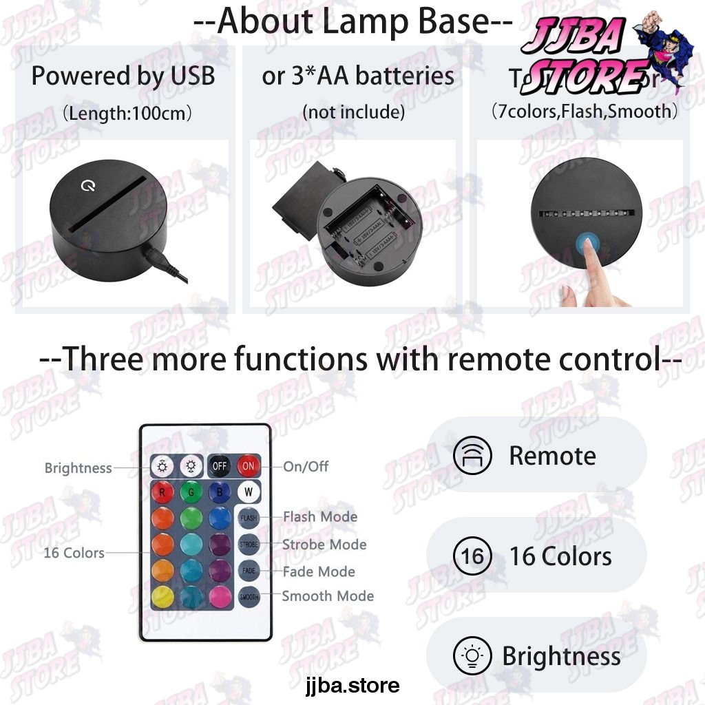Manga Jojos Bizarre Adventure Logo Design Led Night Light Touch Sensor Colorful Nightlight For Kids