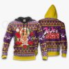 1104 AOP Jojo Characters Ugly Xmas VA Giorno Giovanna 2 hoodie font and back - JoJo's Bizarre Adventure Merch