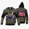 1105 AOP Jojo Ugly Sweater VA 1 Zip hoodie font and back n - JoJo's Bizarre Adventure Merch