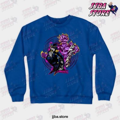 attack of jotaro crewneck sweatshirt blue s 662 - JoJo's Bizarre Adventure Merch