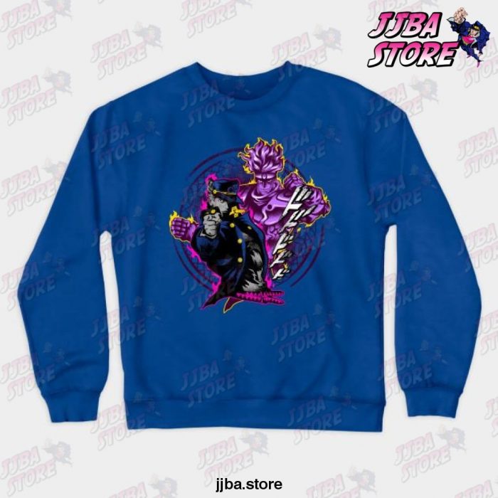 attack of jotaro crewneck sweatshirt blue s 662 - JoJo's Bizarre Adventure Merch