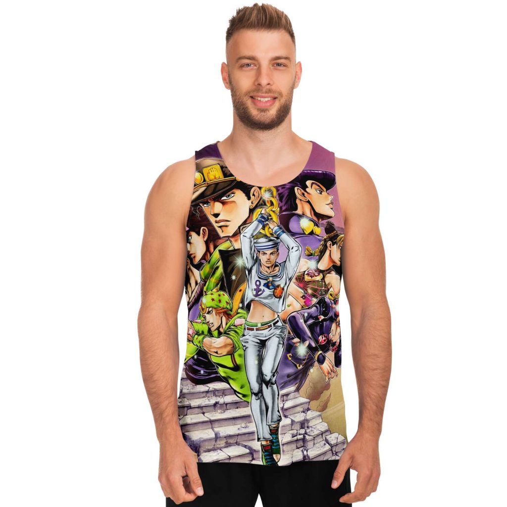 f378c1233b2886b984581d980e9472ab tankTop male front - JoJo's Bizarre Adventure Merch