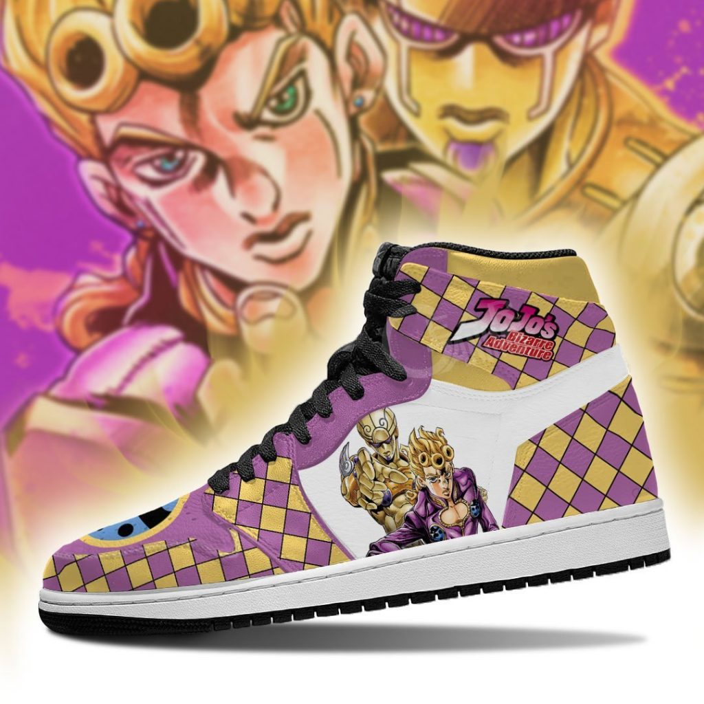 jojos bizarre adventure jordan sneakers giorno giovanna anime shoes gearanime 5 - JoJo's Bizarre Adventure Merch