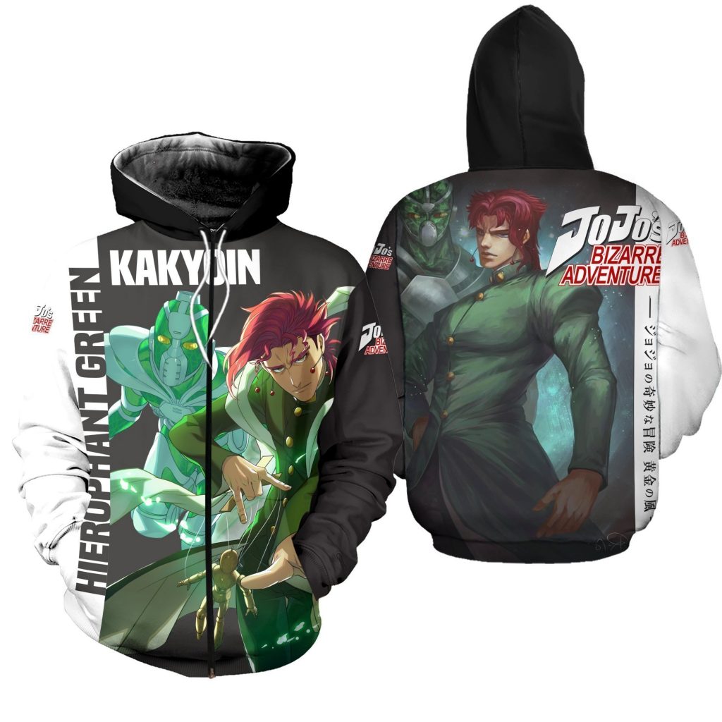 kakyoin hierophant green shirt jojo anime hoodie sweater gearanime - JoJo's Bizarre Adventure Merch