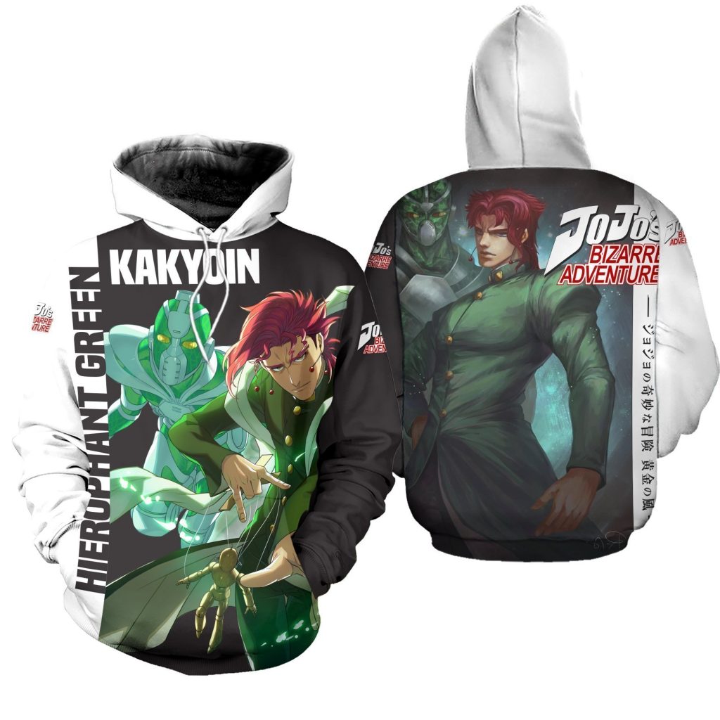 kakyoin hierophant green shirt jojo anime hoodie sweater gearanime 3 - JoJo's Bizarre Adventure Merch