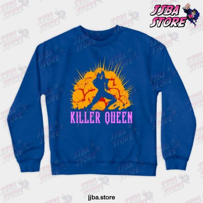 killer queen jojos bizarre adventure sweatshirt blue s 246 - JoJo's Bizarre Adventure Merch