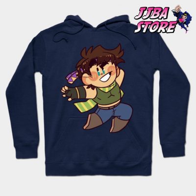 Jjba Chibi Joseph Hoodie Navy Blue / S