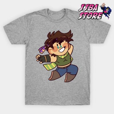Jjba Chibi Joseph T-Shirt Gray / S