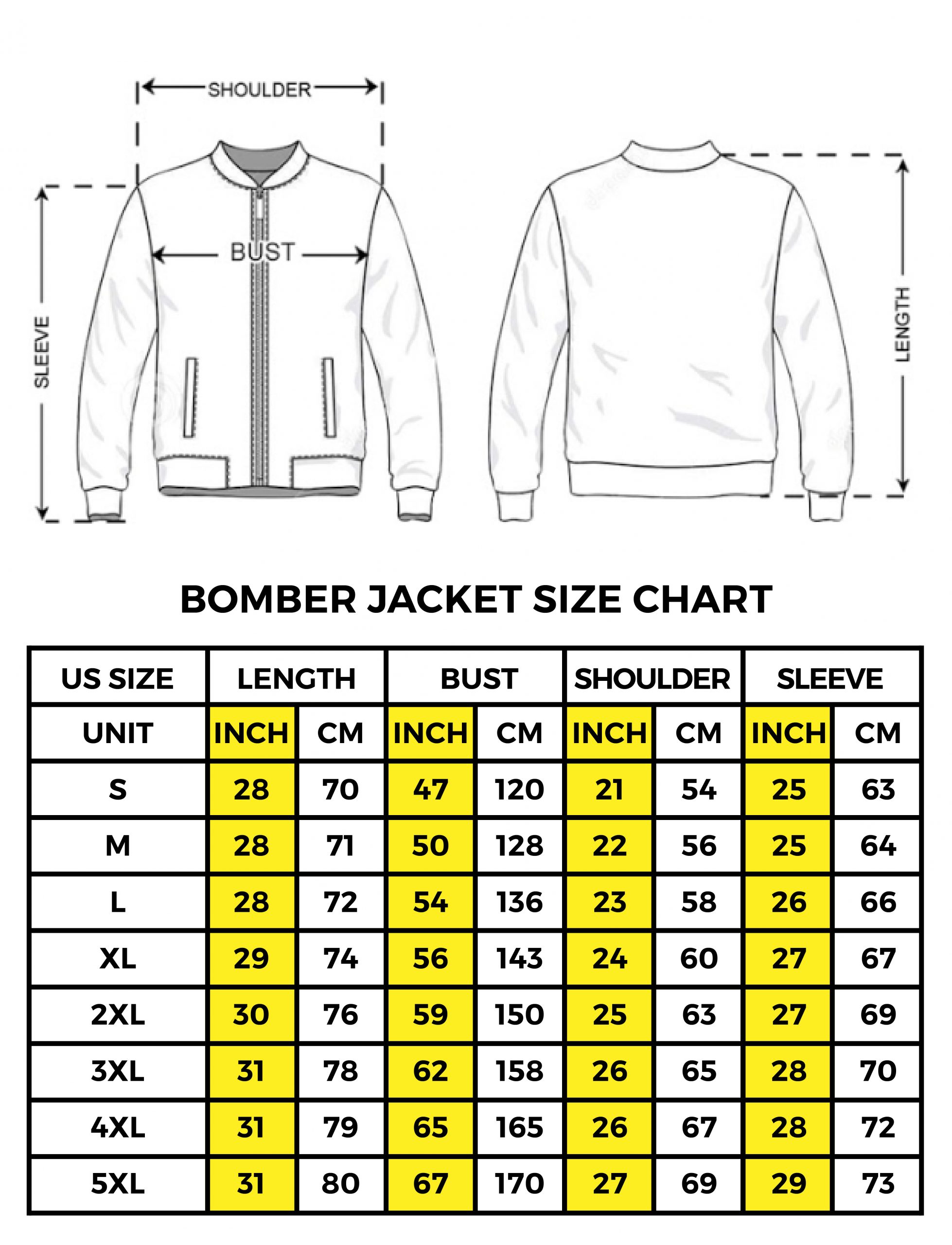 bomber jacket size chart 01 scaled 1 - JoJo's Bizarre Adventure Store