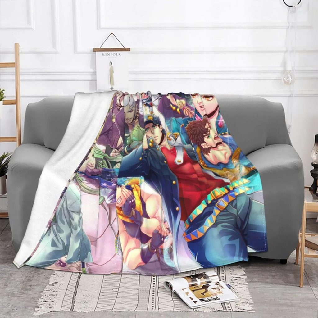 Anime Jojo s Bizarre Adventure Blankets Flannel All Season Dio Brando Joestar Joseph Thin Throw Blanket 1 - JoJo's Bizarre Adventure Merch