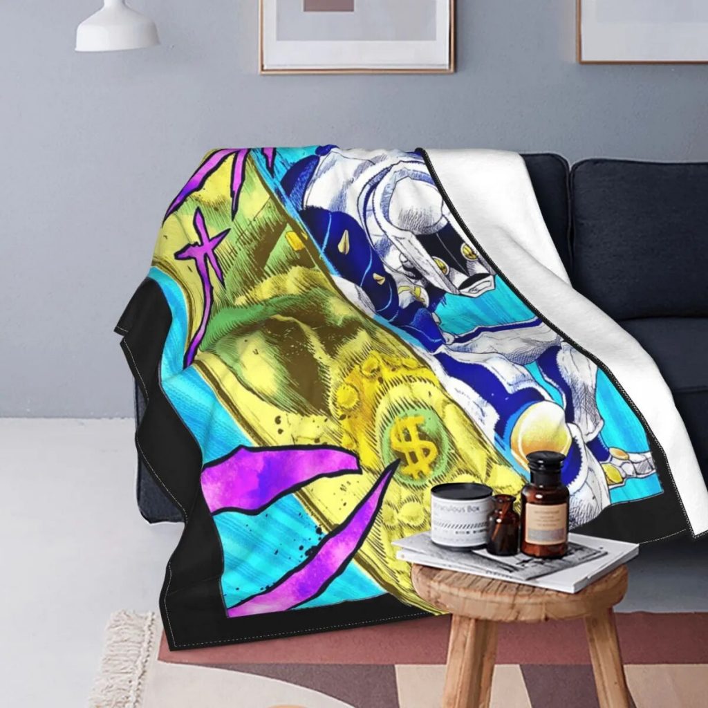 Anime Jojo s Bizarre Adventure Flannel Blanket Jojos No Kimyou Na Bouken Awesome Throw Blankets for - JoJo's Bizarre Adventure Merch