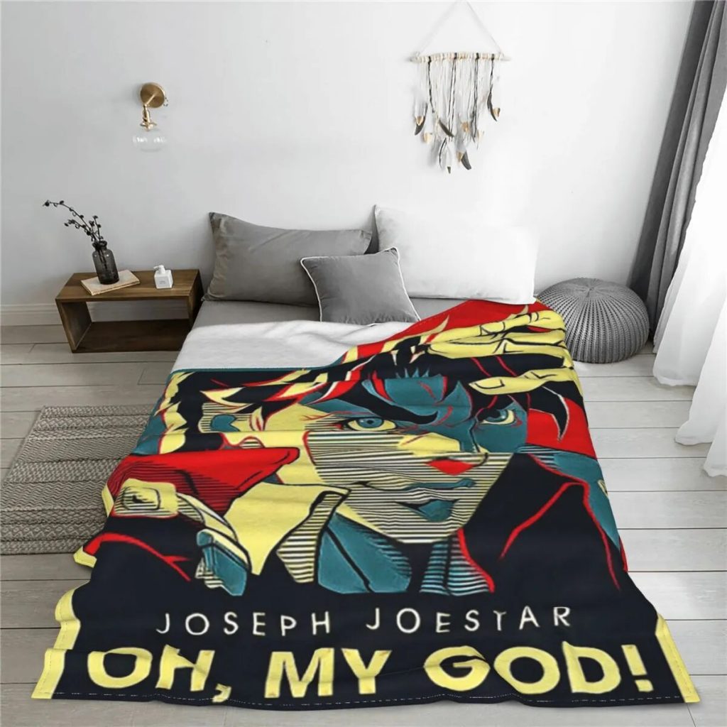 Anime Jojo s Bizarre Adventure Knitted Blanket Flannel Joestar Joseph Soft Throw Blankets for Car Sofa 1 - JoJo's Bizarre Adventure Merch