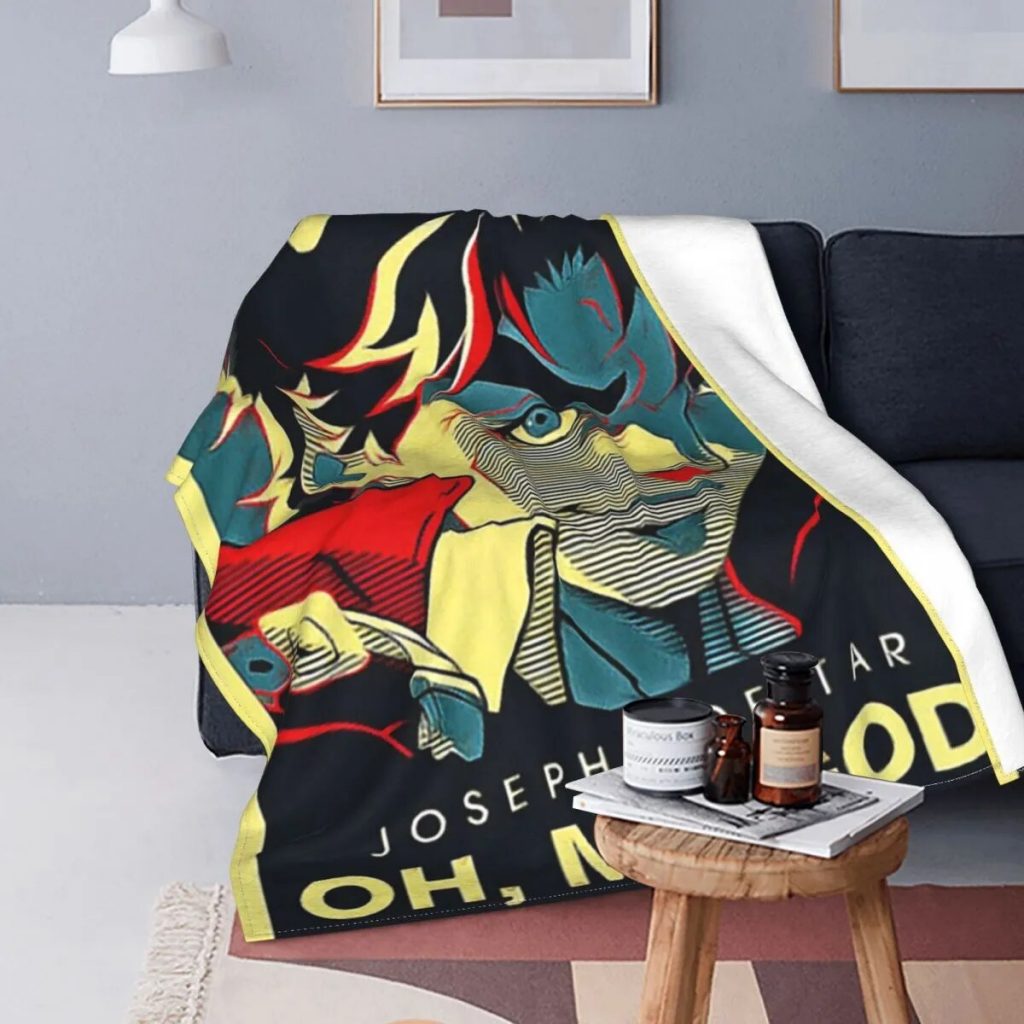 Anime Jojo s Bizarre Adventure Knitted Blanket Flannel Joestar Joseph Soft Throw Blankets for Car Sofa - JoJo's Bizarre Adventure Merch