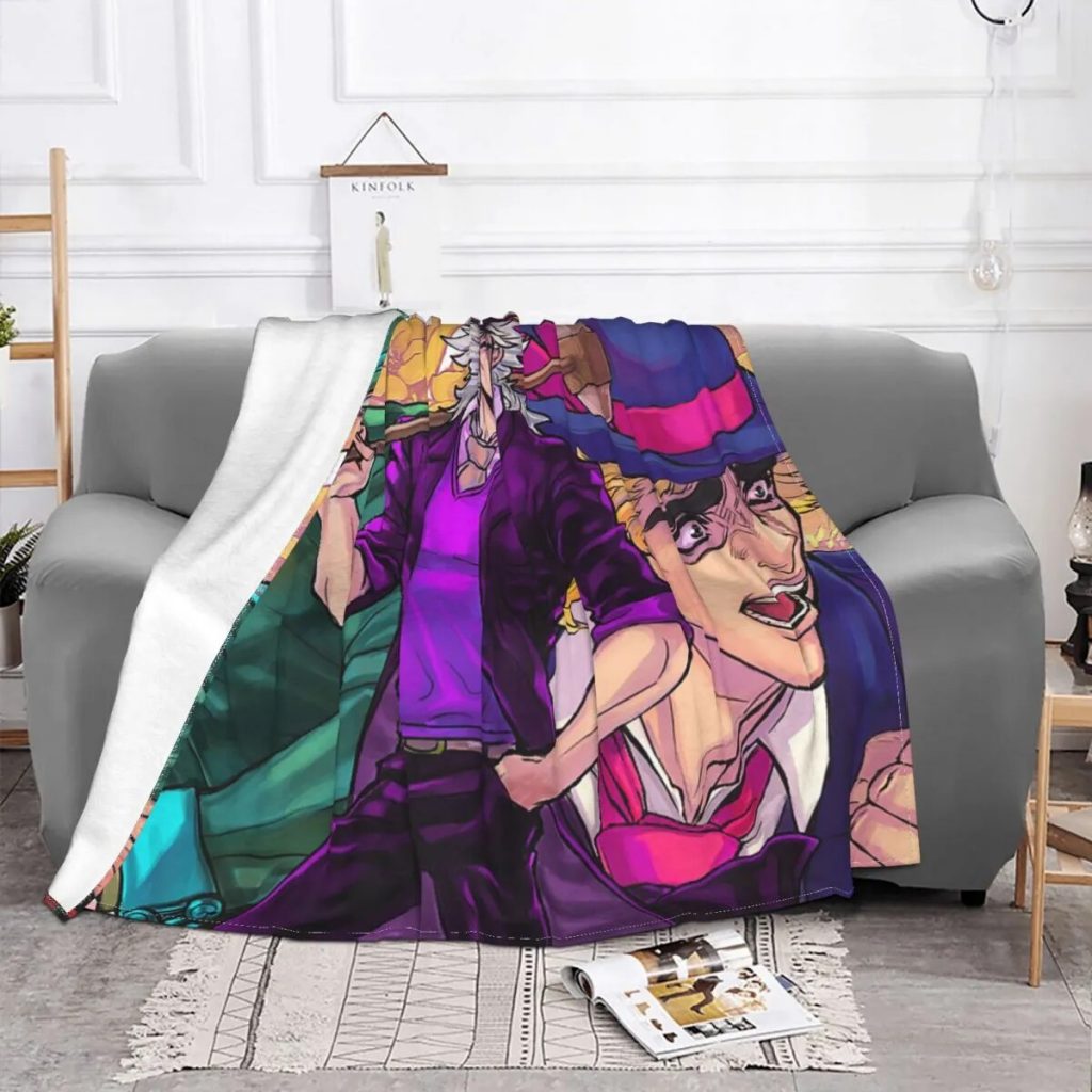 Anime Speedwagon Robert Blankets Flannel Winter Jojo s Bizarre Adventure Soft Throw Blankets for Bedding Travel 1 - JoJo's Bizarre Adventure Merch