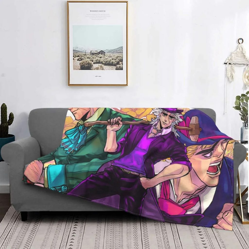 Anime Speedwagon Robert Blankets Flannel Winter Jojo s Bizarre Adventure Soft Throw Blankets for Bedding Travel - JoJo's Bizarre Adventure Merch