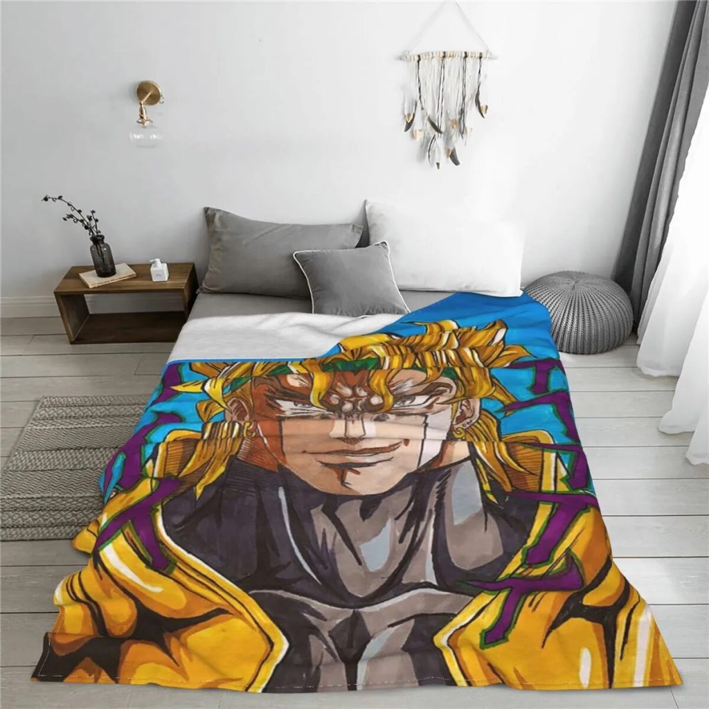 Dio Brando Blanket Cover Anime Jojo s Bizarre Adventure Plush Throw Blanket Bed Sofa Decoration Lightweight 1 - JoJo's Bizarre Adventure Merch