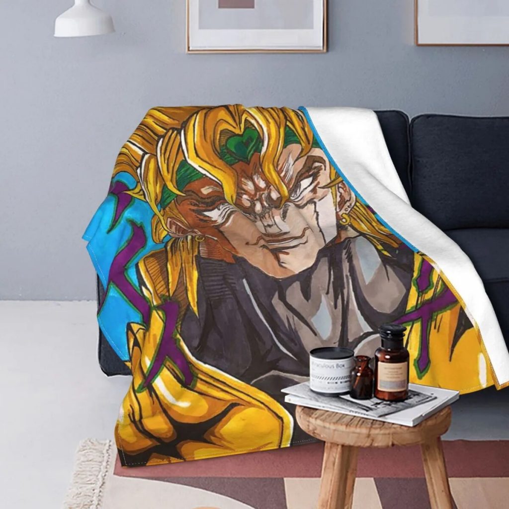 Dio Brando Blanket Cover Anime Jojo s Bizarre Adventure Plush Throw Blanket Bed Sofa Decoration Lightweight - JoJo's Bizarre Adventure Merch