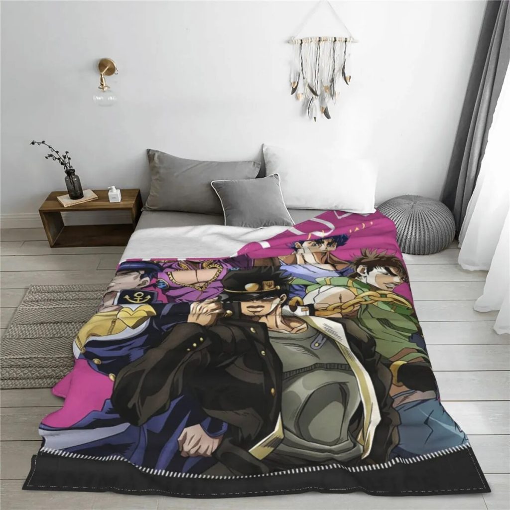 Higashikata Josuke Dio Blankets Flannel Print Anime Jojo s Bizarre Adventure Soft Throw Blanket for Bedding 1 - JoJo's Bizarre Adventure Merch