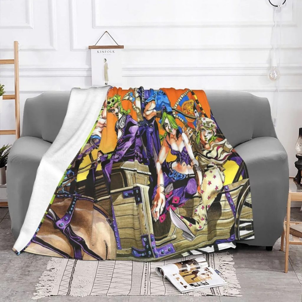 Hirohiko Araki Flannel Blankets Anime Jojo s Bizarre Adventure Funny Throw Blanket for Sofa Bedding Lounge 1 - JoJo's Bizarre Adventure Merch