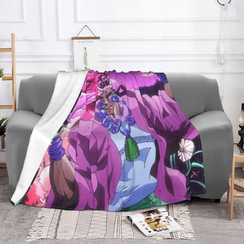 Japanese Anime Wamuu Flannel Throw Blanket Jojo s Bizarre Adventure Blankets for Bedding Couch Ultra Soft 1 - JoJo's Bizarre Adventure Merch