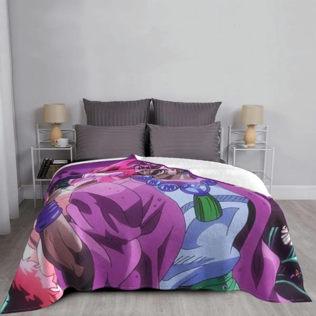 Japanese Anime Wamuu Flannel Throw Blanket Jojo s Bizarre Adventure Blankets for Bedding Couch Ultra Soft 2 - JoJo's Bizarre Adventure Merch