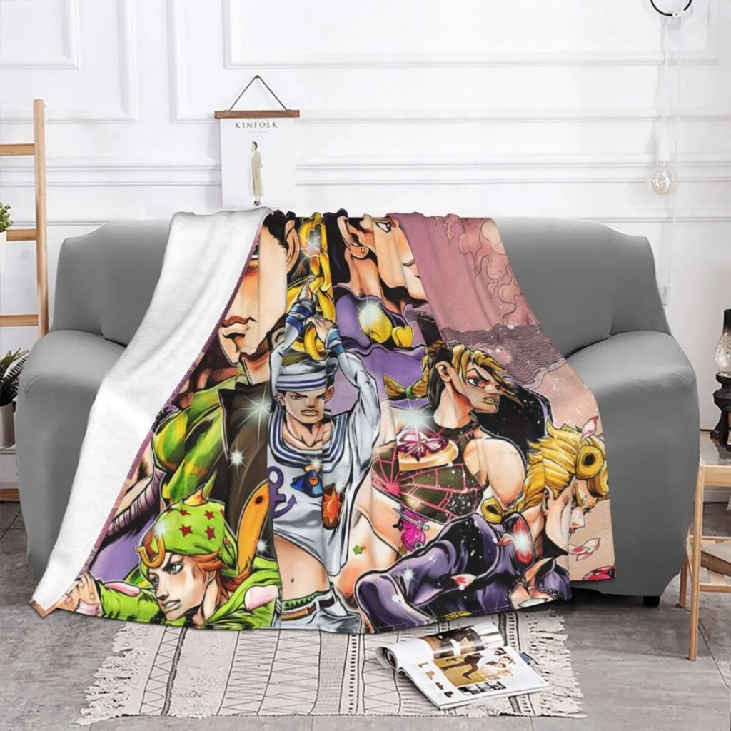 Jojo s Bizarre Adventure Blanket Cover Flannel Anime Jojos No Kimyou Na Bouken Super Soft Throw 1 - JoJo's Bizarre Adventure Merch