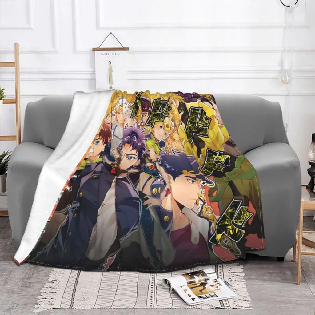 Jojo s Bizarre Adventure Blanket Cover Fleece Jojos No Kimyou Na Bouken Dio Joseph Soft Throw 1 - JoJo's Bizarre Adventure Merch