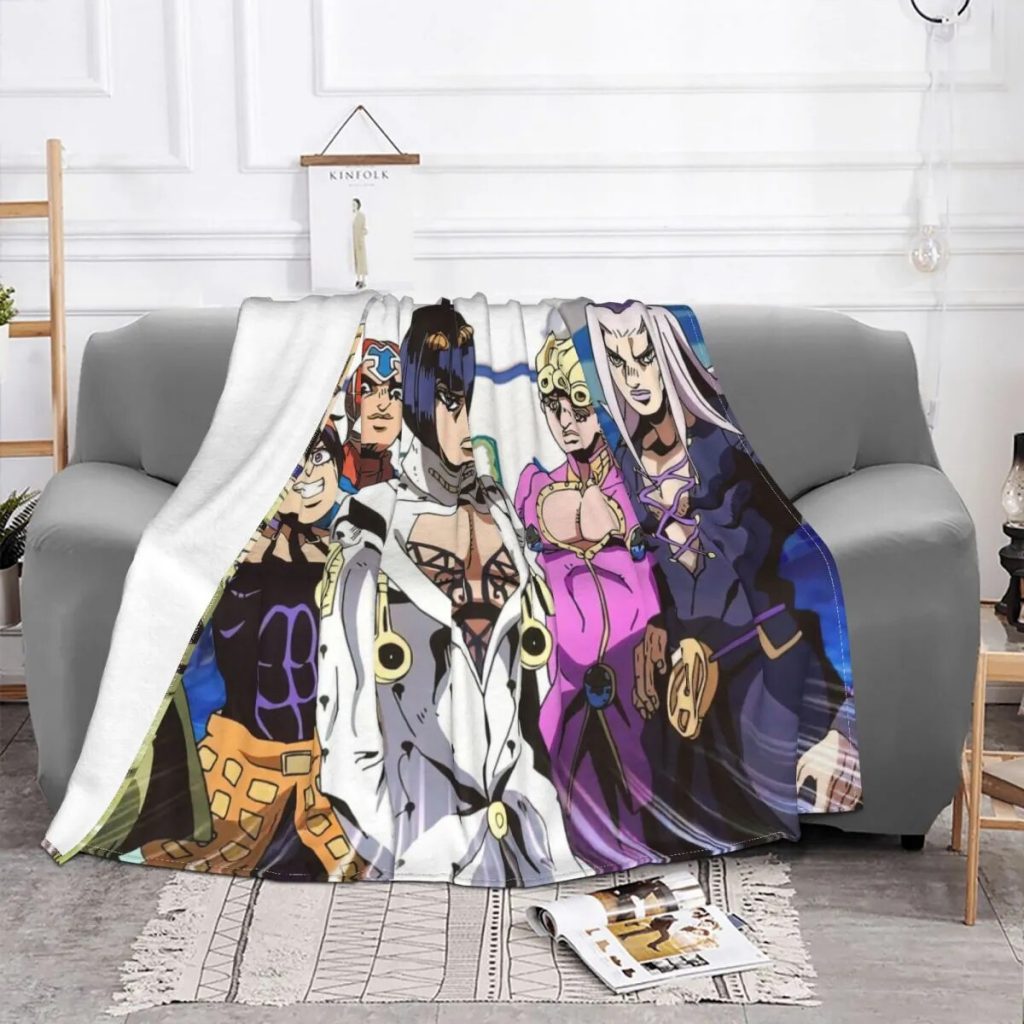 Jojo s Bizarre Adventure Blanket Fleece Anime Higashikata Jousuke Lisa Super Warm Throw Blanket for Home 1 - JoJo's Bizarre Adventure Merch