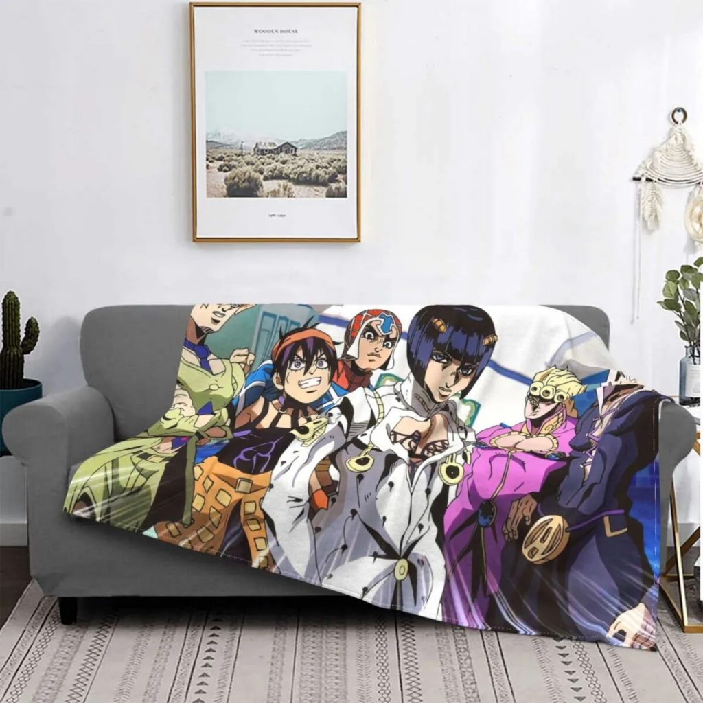 Jojo s Bizarre Adventure Blanket Fleece Anime Higashikata Jousuke Lisa Super Warm Throw Blanket for Home - JoJo's Bizarre Adventure Merch