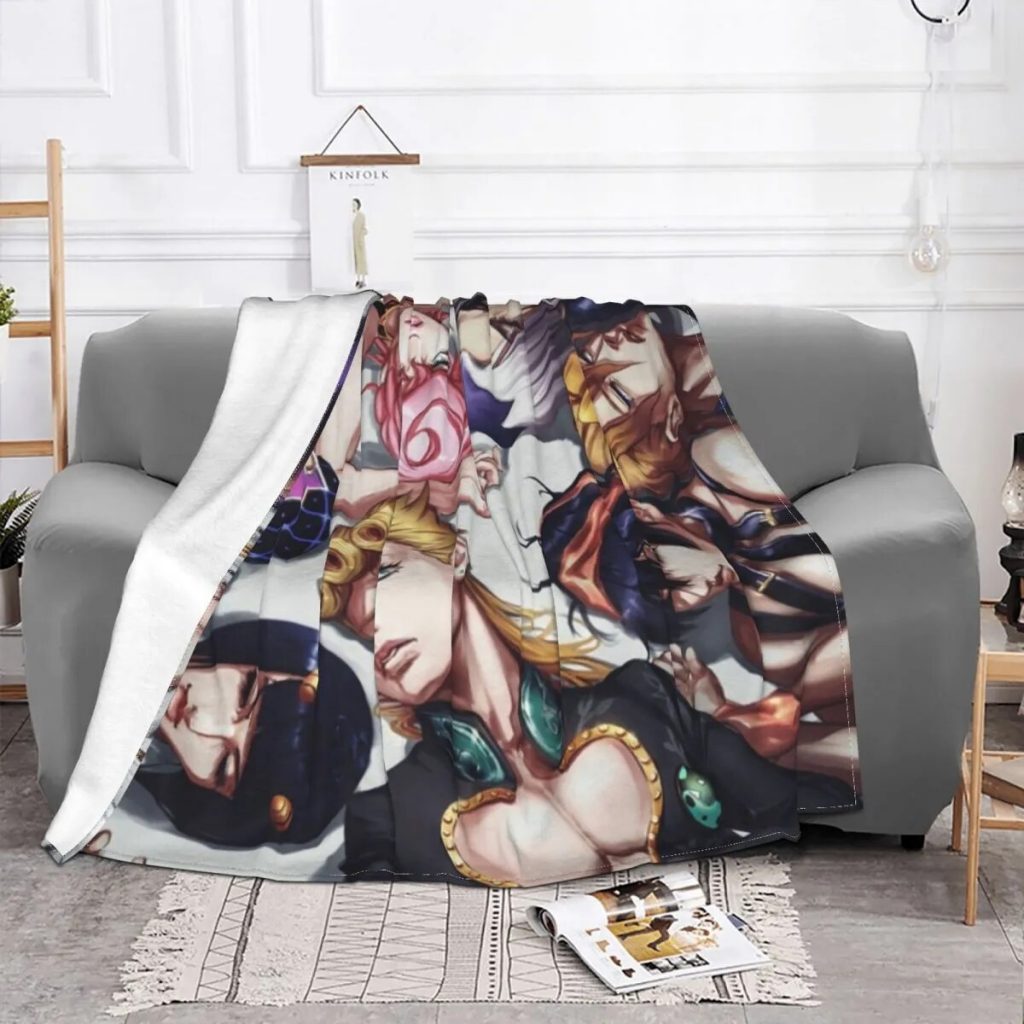 Jojo s Bizarre Adventure Blankets Coral Fleece Plush Anime Dio Brando Joestar Joseph Throw Blanket for 1 - JoJo's Bizarre Adventure Merch