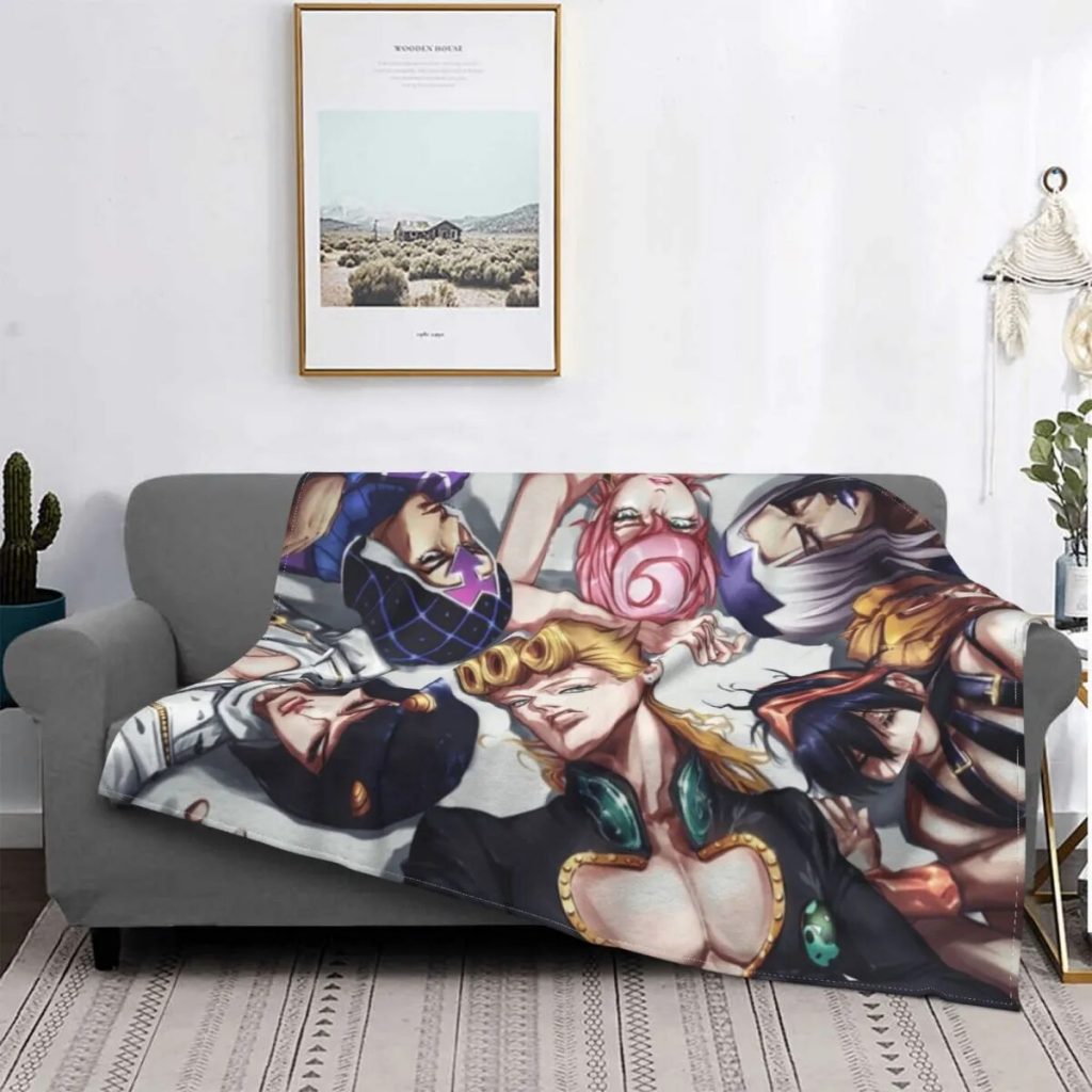 Jojo s Bizarre Adventure Blankets Coral Fleece Plush Anime Dio Brando Joestar Joseph Throw Blanket for - JoJo's Bizarre Adventure Merch