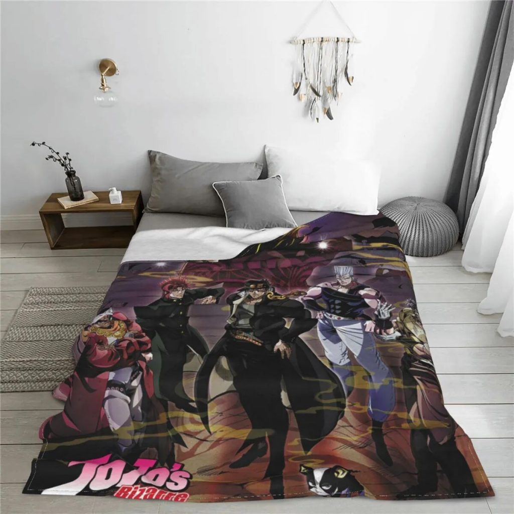 Jojo s Bizarre Adventure Blankets Flannel Jojos No Kimyou Na Bouken Vintage Soft Throw Blanket for 1 - JoJo's Bizarre Adventure Merch