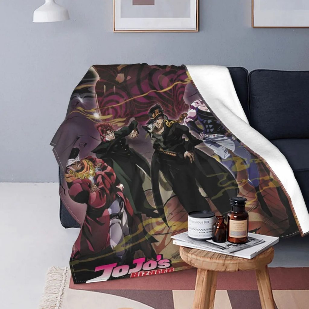 Jojo s Bizarre Adventure Blankets Flannel Jojos No Kimyou Na Bouken Vintage Soft Throw Blanket for - JoJo's Bizarre Adventure Merch