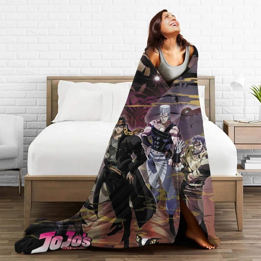 Jojo s Bizarre Adventure Blankets Flannel Jojos No Kimyou Na Bouken Vintage Soft Throw Blanket for 2 - JoJo's Bizarre Adventure Merch