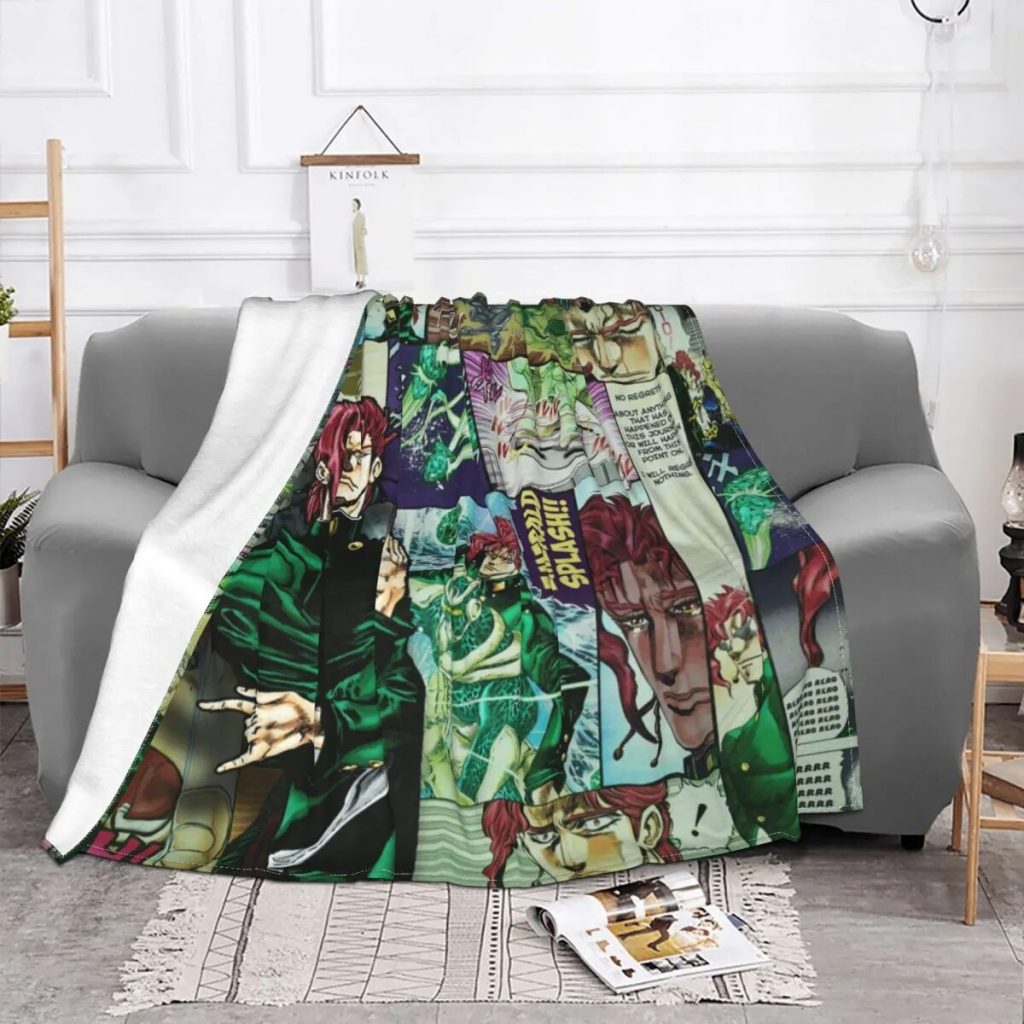 Jojo s Bizarre Adventure Blankets Joestar Joseph Anime Flannel Throw Blankets Airplane Travel Portable Lightweight Bedspread 1 - JoJo's Bizarre Adventure Merch