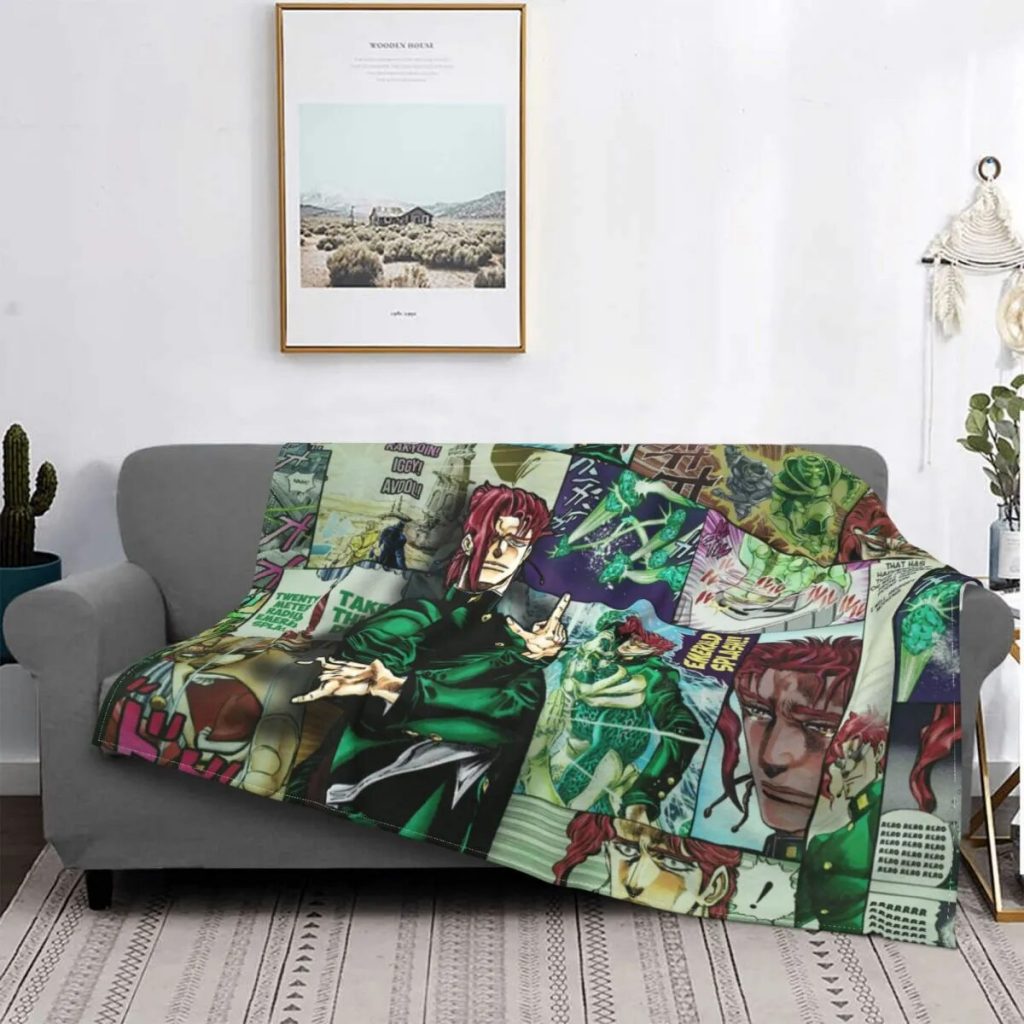 Jojo s Bizarre Adventure Blankets Joestar Joseph Anime Flannel Throw Blankets Airplane Travel Portable Lightweight Bedspread - JoJo's Bizarre Adventure Merch