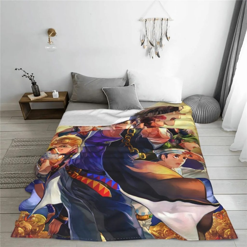 Jojo s Bizarre Adventure Dio Blankets Coral Fleece Plush Anime Jojos No Kimyou Na Bouken Soft 1 - JoJo's Bizarre Adventure Merch