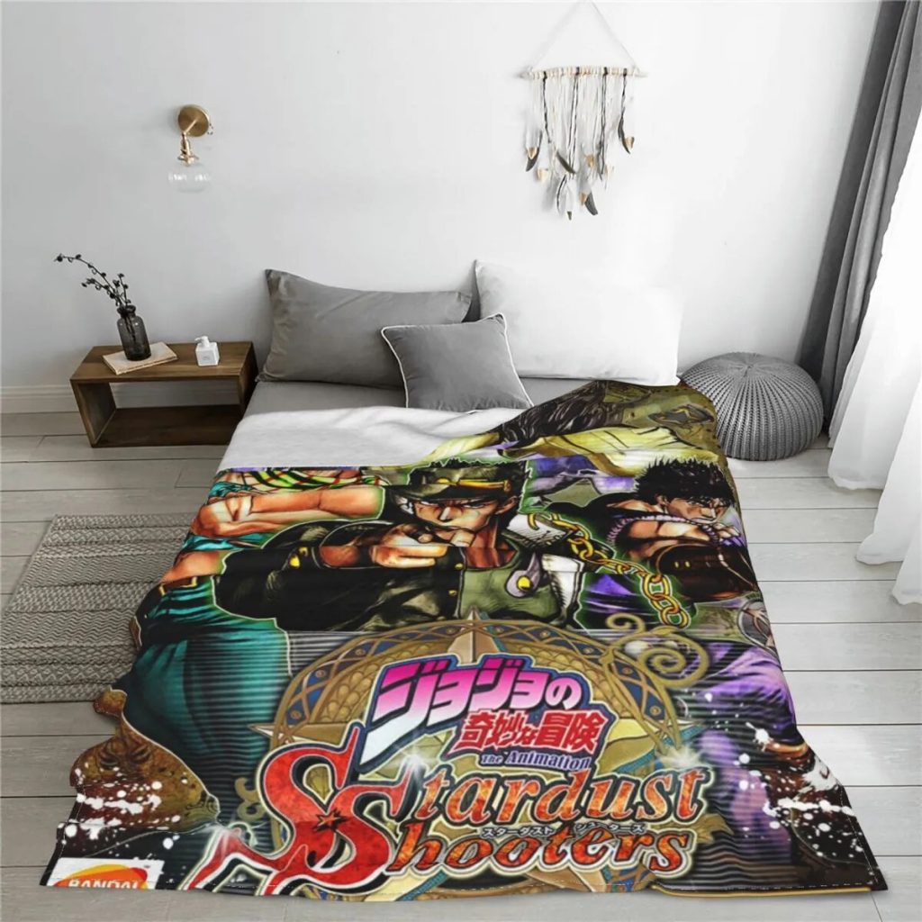 Jojo s Bizarre Adventure Dio Blankets Flannel Anime Jojos No Kimyou Na Bouken Soft Throw Blankets 1 - JoJo's Bizarre Adventure Merch