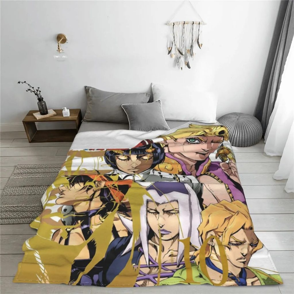 Jojo s Bizarre Adventure Golden Wind Wool Blanket Anime Jojos No Kimyou Na Bouken Custom Throw 1 - JoJo's Bizarre Adventure Merch