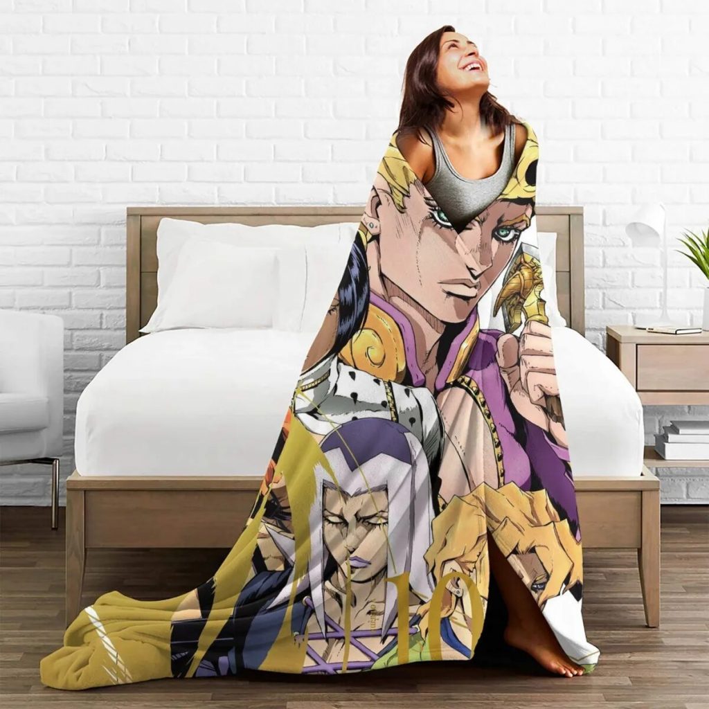 Jojo s Bizarre Adventure Golden Wind Wool Blanket Anime Jojos No Kimyou Na Bouken Custom Throw 2 - JoJo's Bizarre Adventure Merch