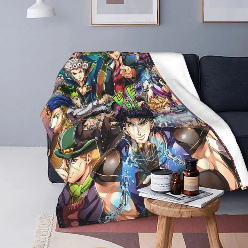 Jojos No Kimyou Na Bouken Blankets Fleece Anime Jojo s Bizarre Adventure Ultra Soft Throw Blankets - JoJo's Bizarre Adventure Merch