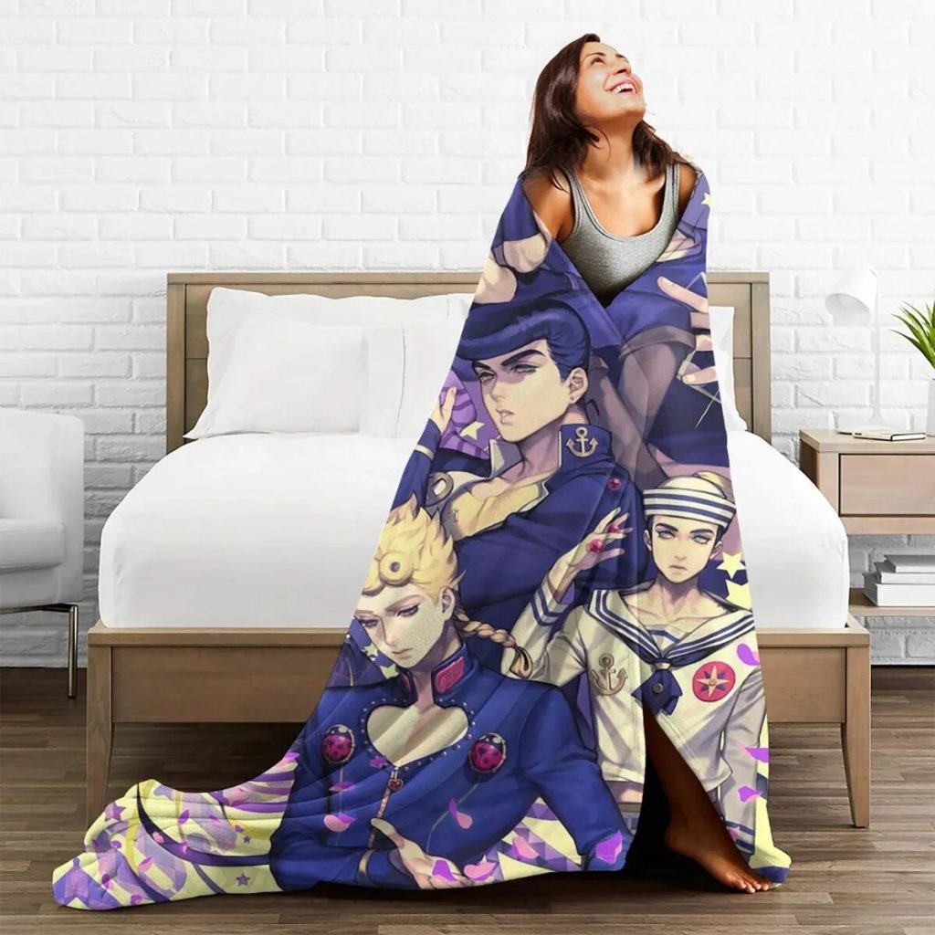 Jonathan Joestar Flannel Blankets Anime Jojo s Bizarre Adventure Customized Throw Blankets for Sofa Bedding Lounge 2 - JoJo's Bizarre Adventure Merch